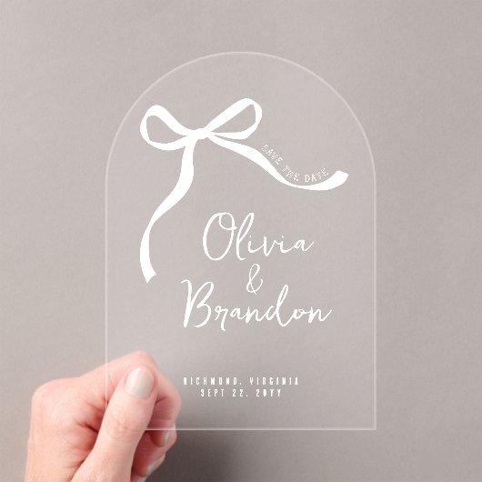 Kokette grillige handgetekende strik save the date acryl uitnodigingen (Insitu (Draagbaar))