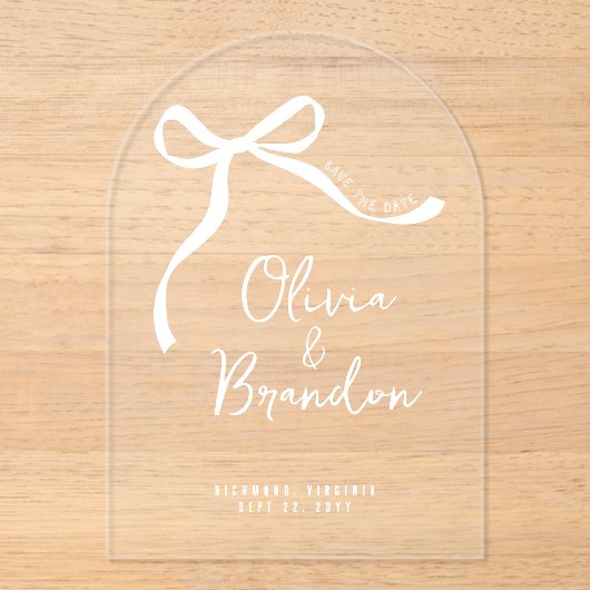 Kokette grillige handgetekende strik save the date acryl uitnodigingen (Voorkant)