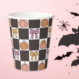 Kokette Halloweenfeest Meisjesachtige Pompoen Stri Papieren Bekers