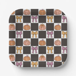 Kokette Halloweenfeest Meisjesachtige Pompoen Stri Papieren Bordje
