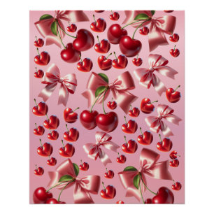 Kokette Hart Kersenboog Patroon Perfect Poster