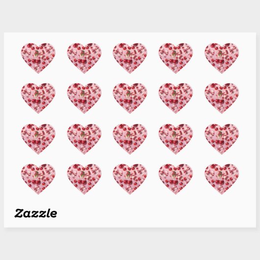 Kokette Hart Kersenboog Patroon Sticker (Vel)