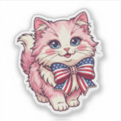 Kokette kat met patriottisch lint 4 juli sticker (Voorkant)