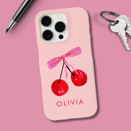 Kokette kers en strik iPhone 16 pro hoesje