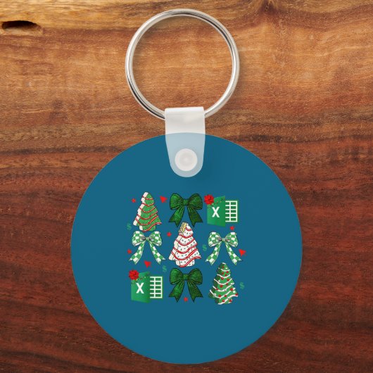 Kokette Kerst Cake Spreadsheets Accountant Sleutelhanger (Voorkant)