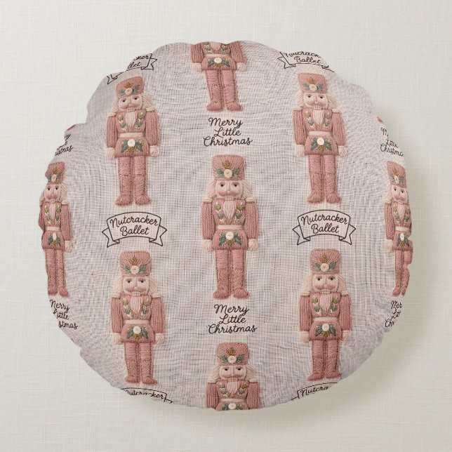 Kokette Kerst Notenkraker Latch Hook Garen  Rond Kussen (Voorkant)