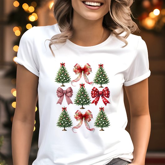 Kokette Kerstbogen en -Bomen Tri-Blend Shirt