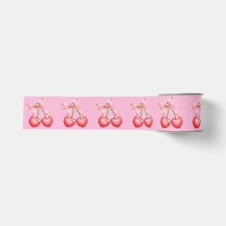 Kokette lint hartvormige kersen met roze strik