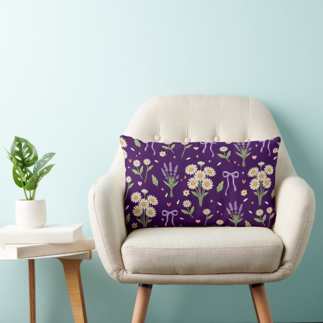 Kokette madeliefje en lavendel  kussen (Stoel)