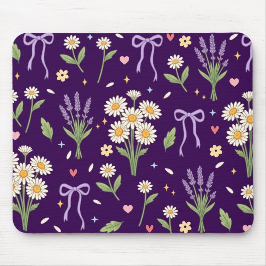 Kokette madeliefje en lavendel muismat (Voorkant)