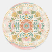 Kokette Mexicaanse Talavera Ronde Sticker (Voorkant)