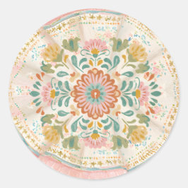 Kokette Mexicaanse Talavera Ronde Sticker