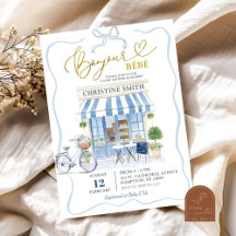Kokette Parijse café Franse Blauwe Baby Shower