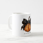 Kokette pompoen met strik herfst koffiemok (Voorkant links)