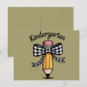 Kokette potlood boog kleuterleidster school briefkaart (Voorkant / Achterkant)