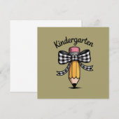 Kokette potlood boog kleuterleidster school kaart (Voorkant / Achterkant)