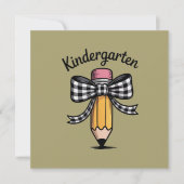 Kokette potlood boog kleuterleidster school kaart (Voorkant)