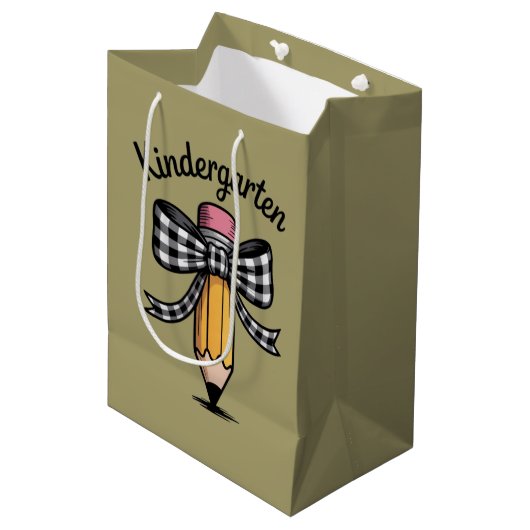 Kokette potlood boog kleuterleidster school medium cadeauzakje (Voorkant Gekanteld)