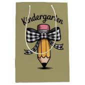 Kokette potlood boog kleuterleidster school medium cadeauzakje (Voorkant)