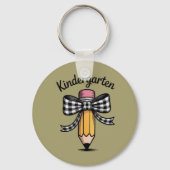 Kokette potlood boog kleuterleidster school sleutelhanger (Voorkant)
