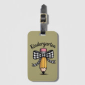 Kokette potloodboog kleuterleidster school bagagelabel (Voorkant (verticaal))