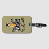 Kokette potloodboog kleuterleidster school bagagelabel (Voorkant (horizontaal))