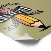Kokette potloodboog kleuterleidster school foto afdruk (Hoek)