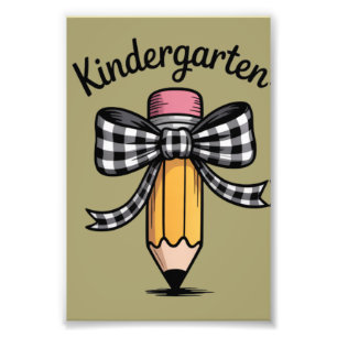 Kokette potloodboog kleuterleidster school foto afdruk