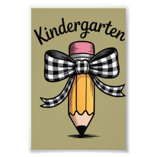 Kokette potloodboog kleuterleidster school foto afdruk (Voorkant)