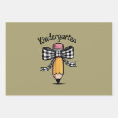 Kokette potloodboog kleuterleidster school inpakpapier vel (Voorkant)