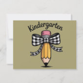 Kokette potloodboog kleuterleidster school kaart (Voorkant)