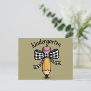Kokette potloodboog kleuterleraar school briefkaart