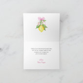 Kokette Roze Citroenen Baby Shower Bedankkaart (Binnen)