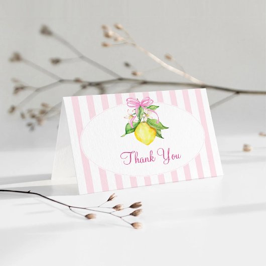 Kokette Roze Citroenen Baby Shower Bedankkaart