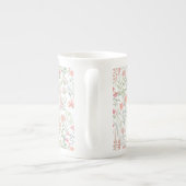 Kokette roze en groene wilde bloemenweide porselein kop (Achterkant)