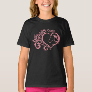 Kokette Roze Hart Paard Meisje Vrouwelijk Elegant T-shirt