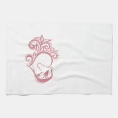 Kokette Roze Hart Paard Meisje Vrouwelijk Elegant Theedoek (Horizontaal)