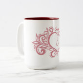 Kokette Roze Hart Paard Meisje Vrouwelijk Elegant Tweekleurige Koffiemok (Voorkant links)