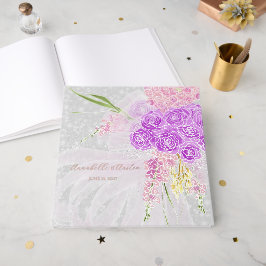 Kokette roze linten boeket gastboek gastenboek