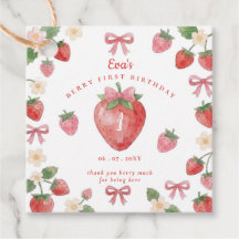 Kokette Roze Strik Aardbei Eerste Verjaardag