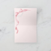 Kokette Roze Strik en Parels Moderne Bruidsdouche Bedankkaart (Binnen)
