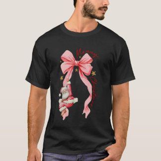 Kokette Roze Strik Vrolijk Kerstmis met Kerstman K T-shirt