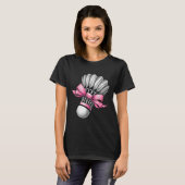Kokette strik badminton shuttle roze lint moeder m t-shirt (Voorkant volledig)