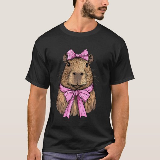 Kokette strik capybara capibara meisje moeder moed t-shirt (Voorkant)