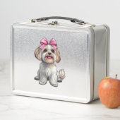 Kokette strik Havanese hond moeder meisje roze (In situ)