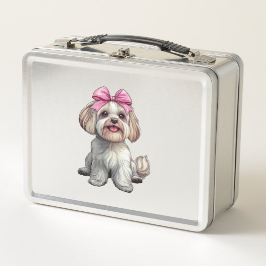 Kokette strik Havanese hond moeder meisje roze (Voorkant)