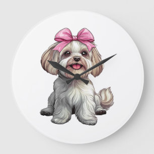 Kokette strik Havanese hond moeder meisje roze Grote Klok