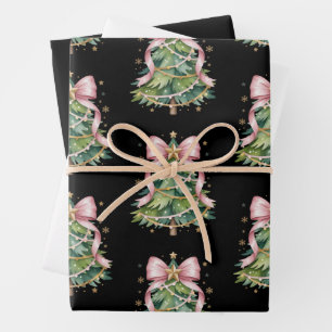 Kokette Strik Kerstboom Vakantie Meisjesachtig Sch Inpakpapier Vel