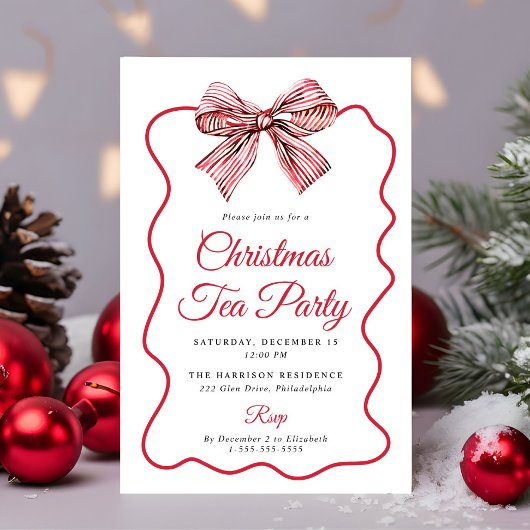 Kokette strik Kerstthee receptie Kaart