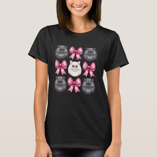 Kokette strik Pers kat moeder Cute roze Moederdag T-shirt (Voorkant)